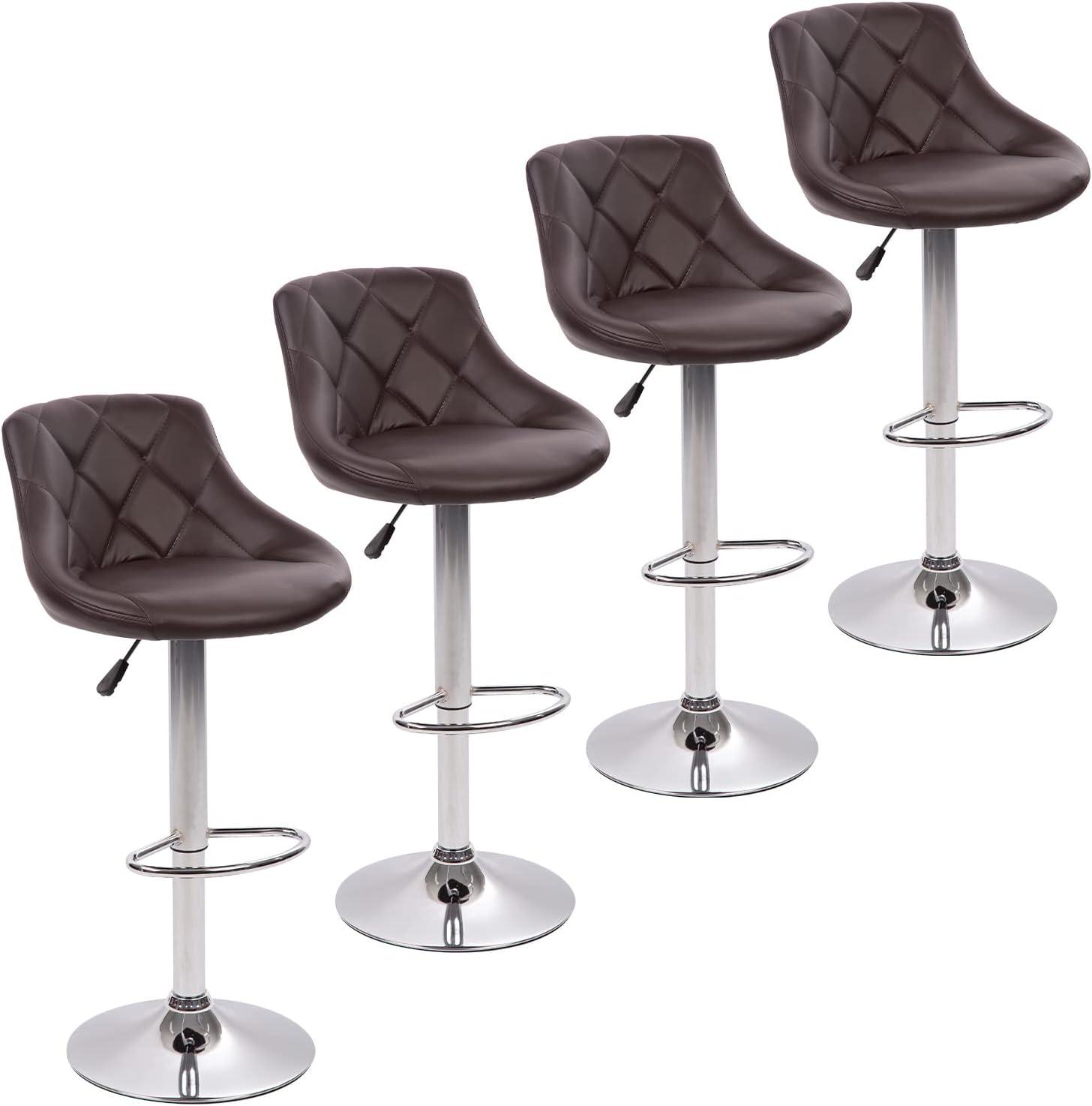 MarketLane Bar Stools Set of 2,Modern PU Leather,Armless with Backrest Swivel Bar Stools,Height Adjustable Swivel Barstool Hydraulic Island Bar Stools Armless Kitchen Counter Bar Chairs,Black