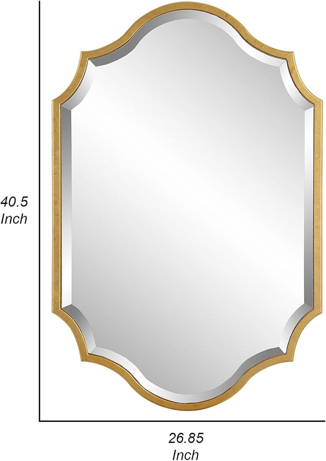 Benzara 27 x 41 Modern Beveled Mirror in Classic Metal Frame, Gold Leaf Finish