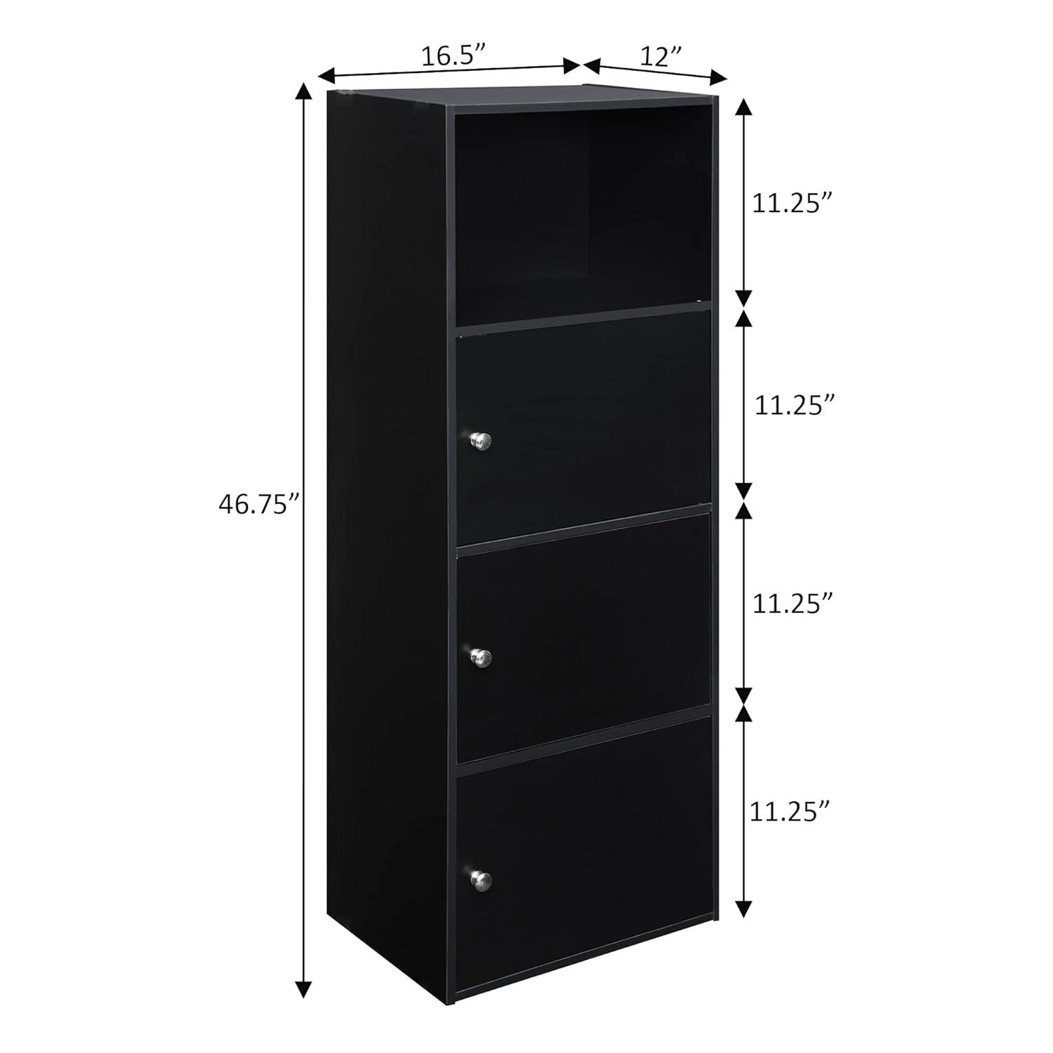 Convenience Concepts XTRA-Storage 3 Door Cabinet in Black Wood Finish