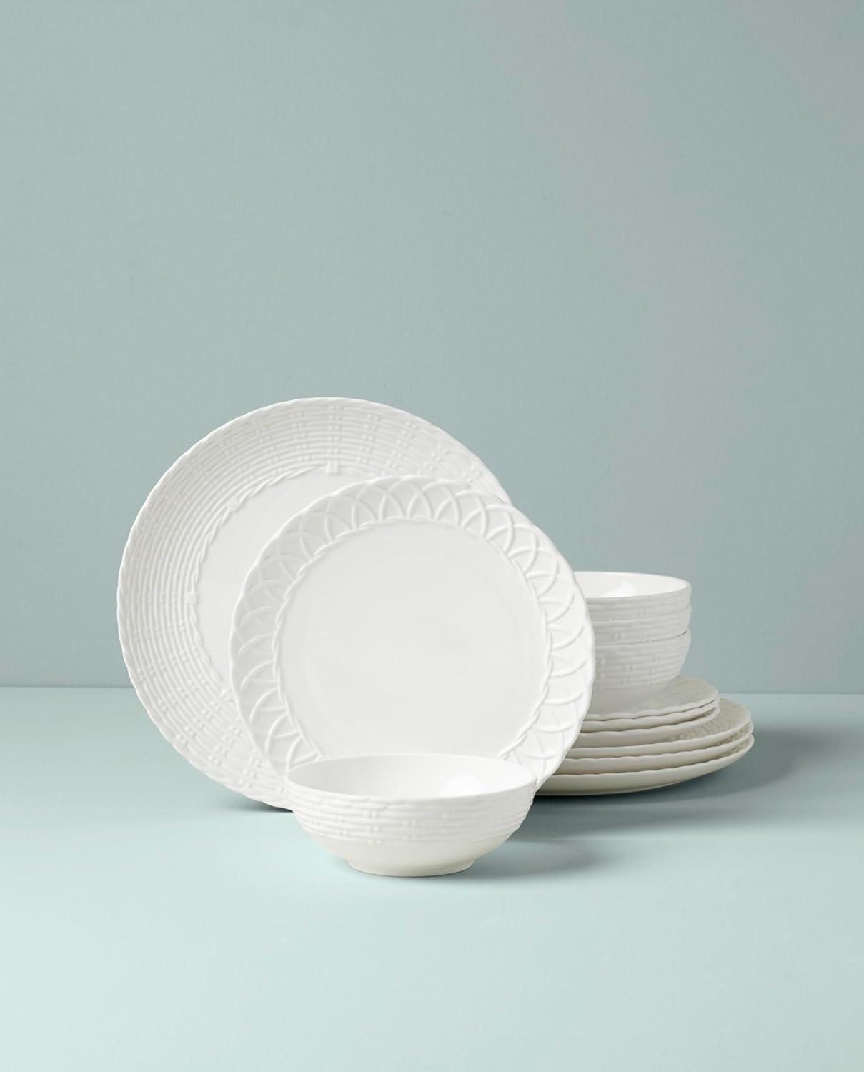 Lenox Wicker Creek 12-Piece White Bone China Dinnerware Set (Service for 4)