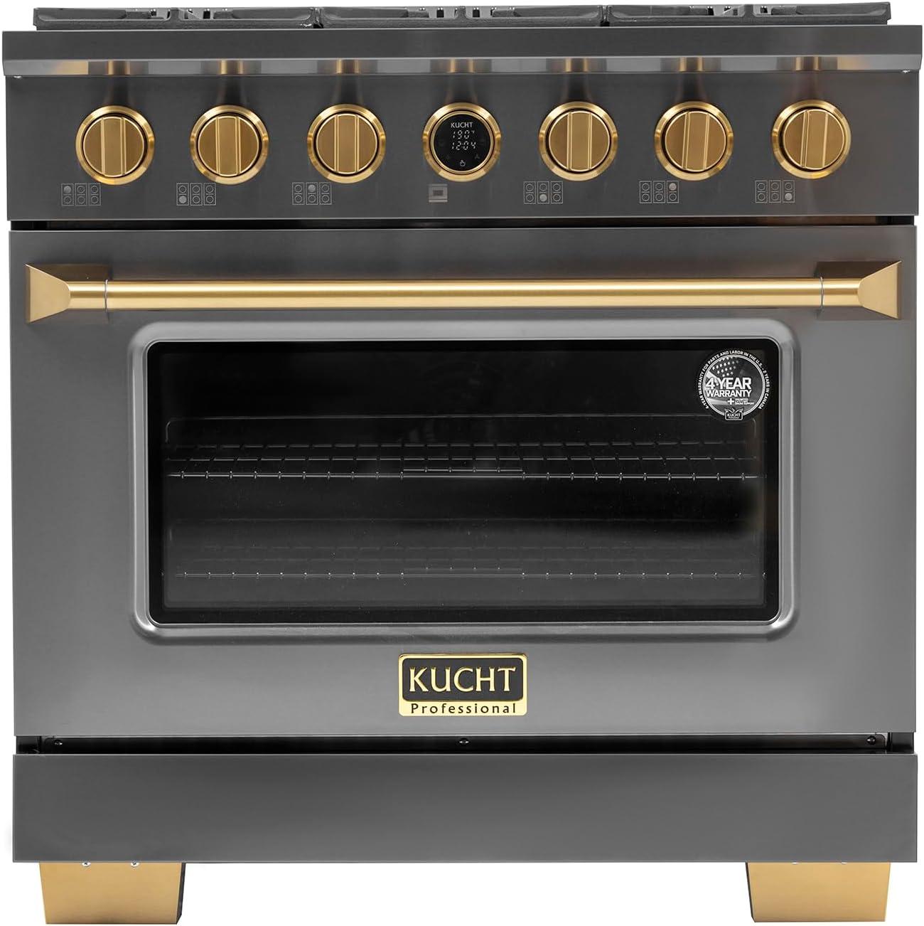36 in. 5.2 cu. ft. Dual Fuel Range for Natural Gas in Titanium Stainless Steel.