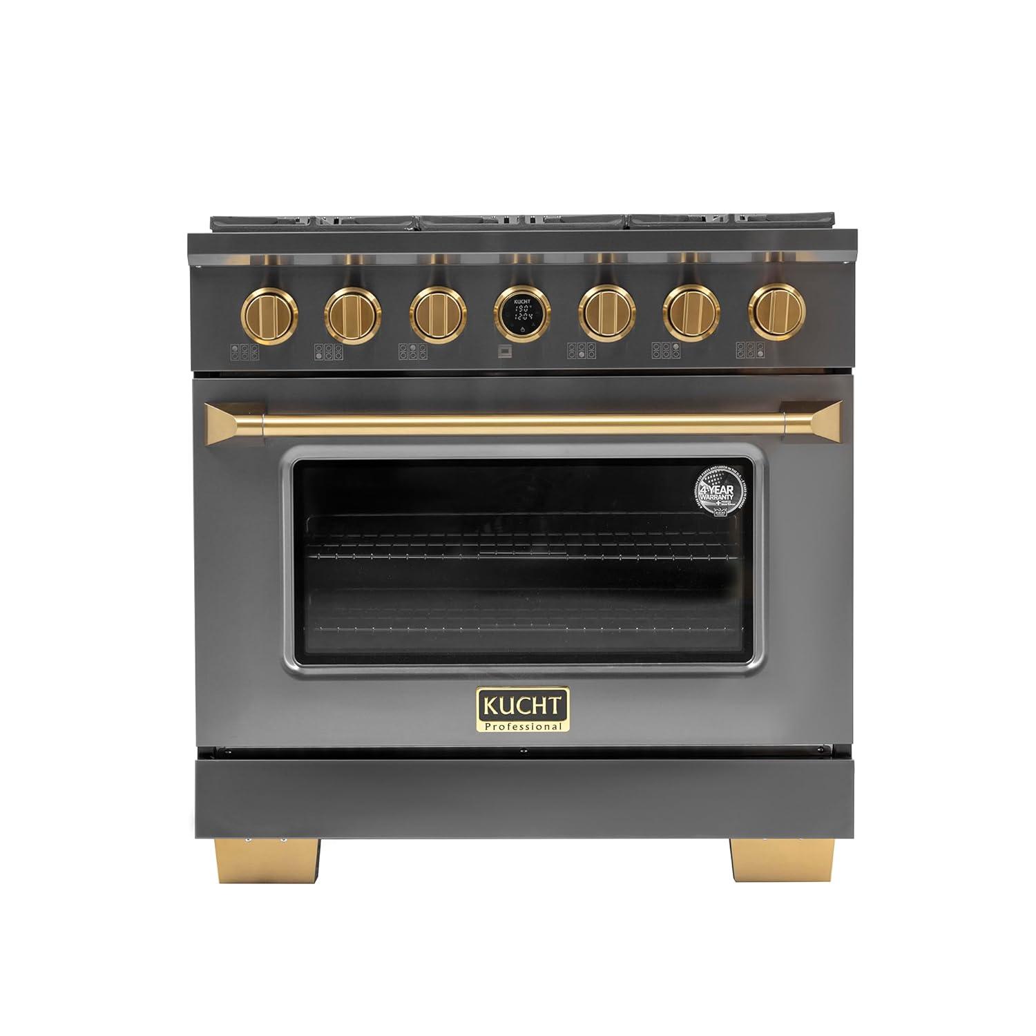36 in. 5.2 cu. ft. Dual Fuel Range for Natural Gas in Titanium Stainless Steel.