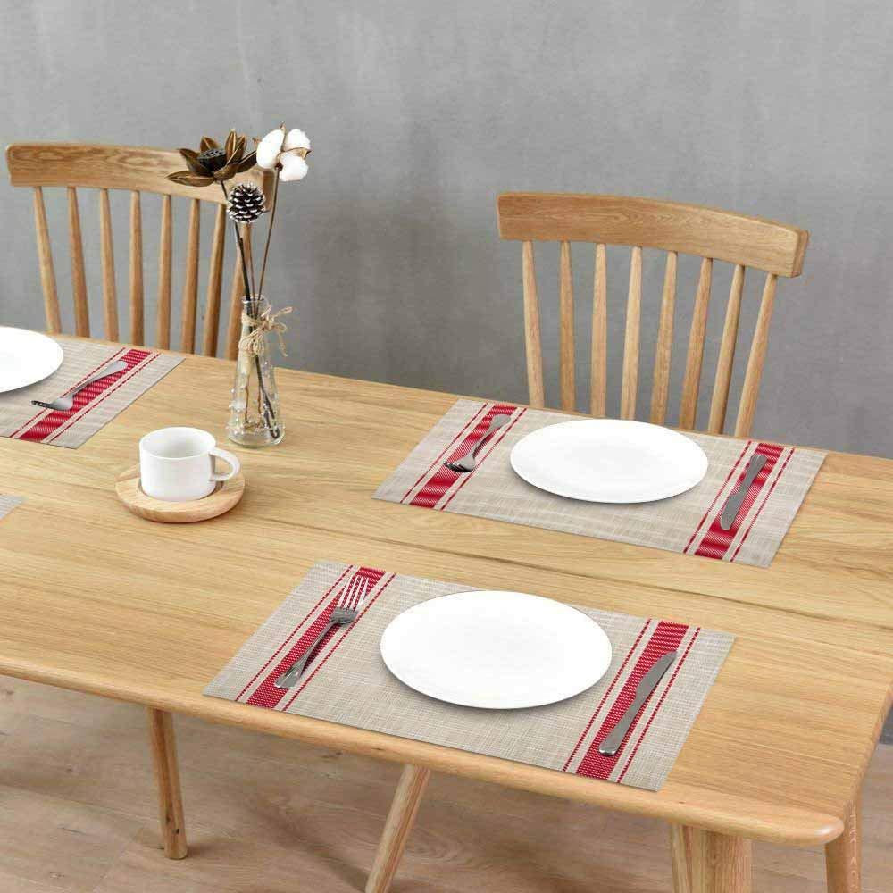 GIVERARE Placemats Set of 6, Heat-Resistant Woven Vinyl Place Mat, Non-Slip Washable PVC Table Mats, Easy to Clean Premium Plastic Place at for Dining Table, Kitchen Table (Smoky Gray)