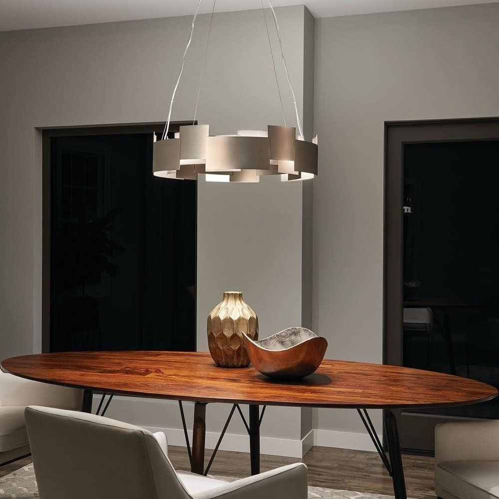 Satin Nickel 26.5" Modern LED Drum Pendant with Black Shade