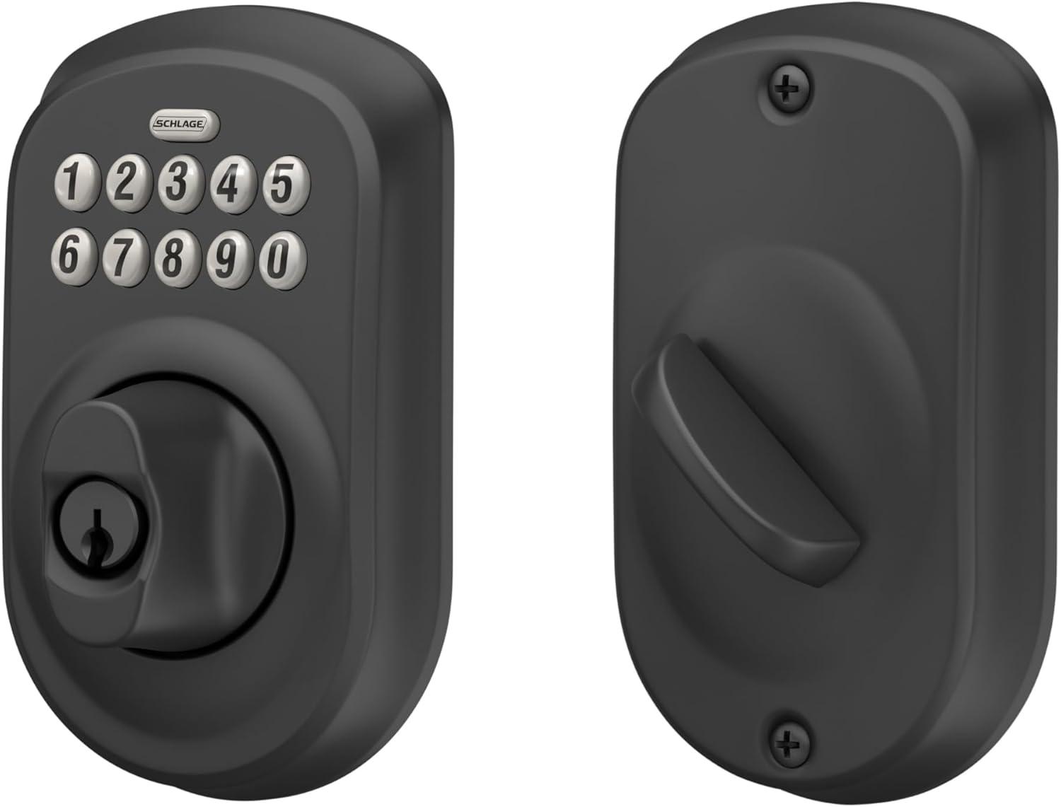 Schlage BE365 PLY 622 Keypad Electronic Deadbolt, Matte Black