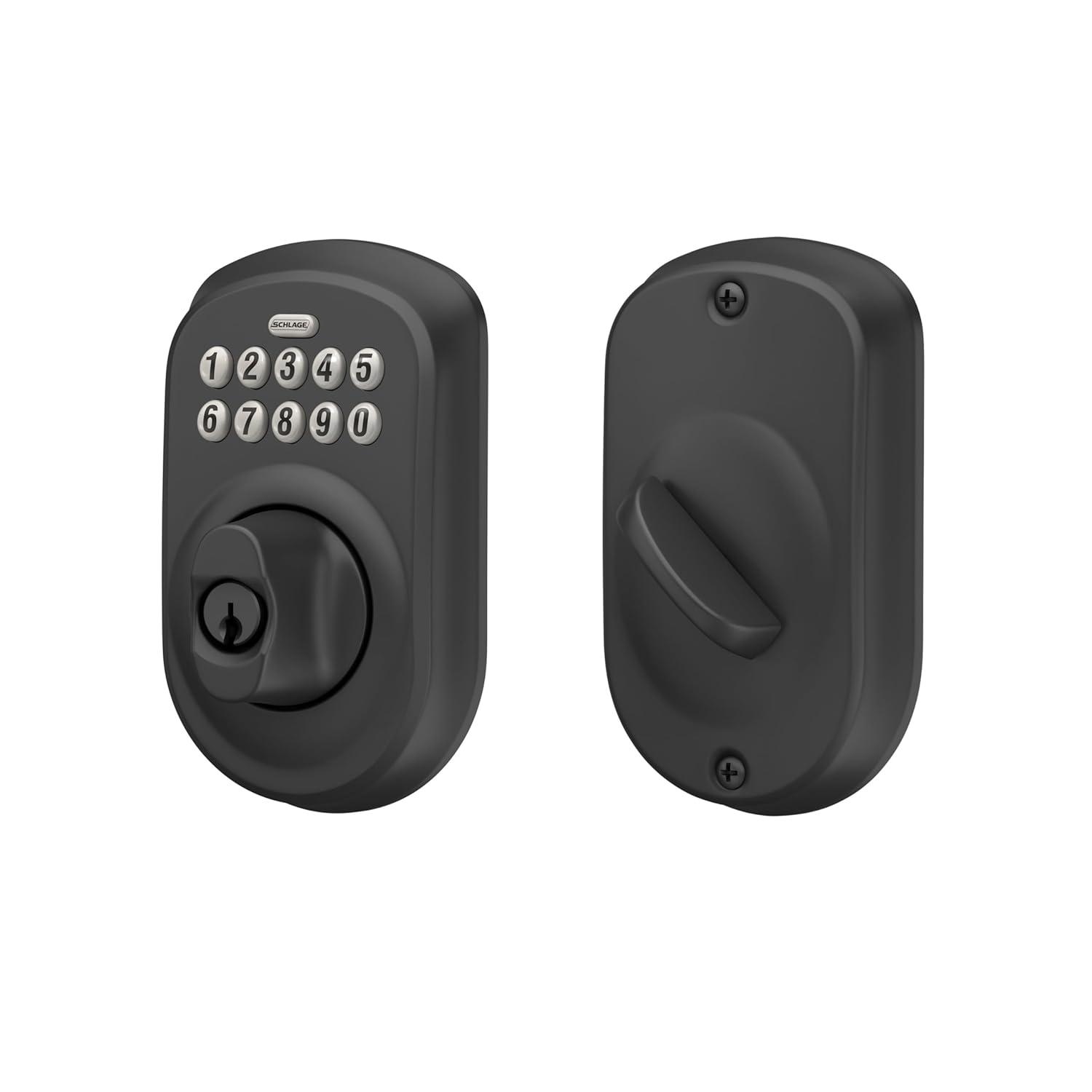 Schlage BE365 PLY 622 Keypad Electronic Deadbolt, Matte Black
