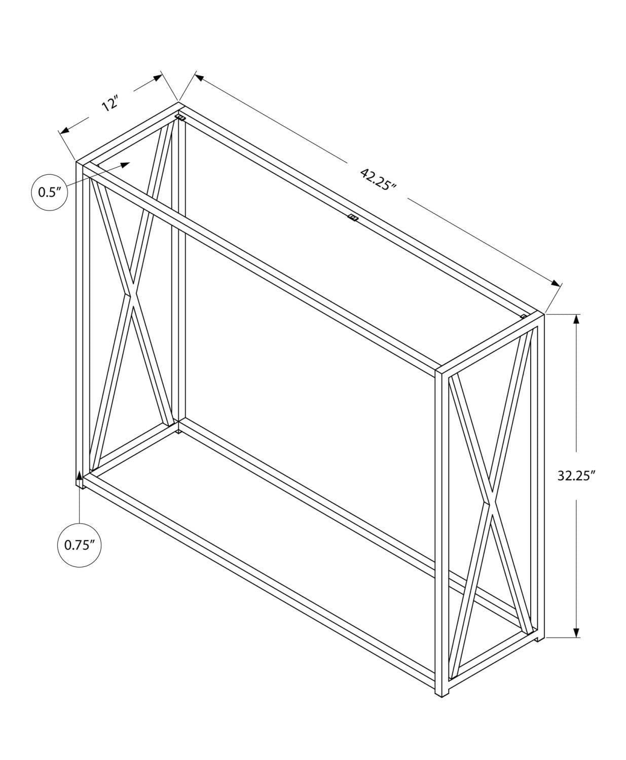 Monarch Specialties 42.25 Inch Modern Chic Glass Top Metal Frame Console Accent Table with Criss-Cross Legs for Living Rooms and Offices, Gold