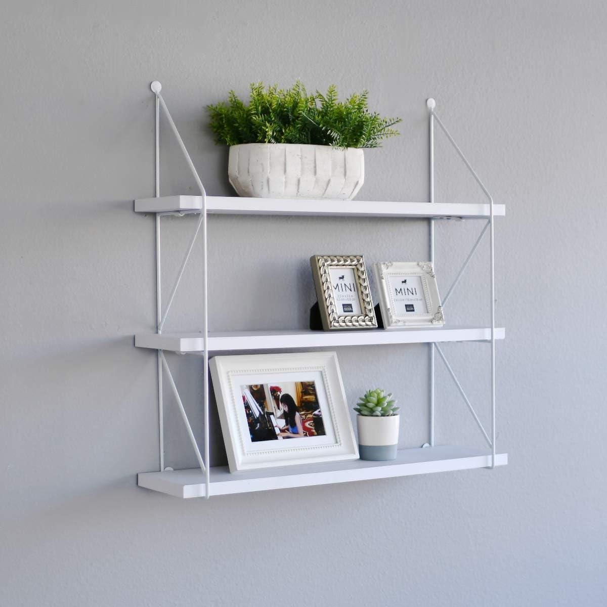 Welland 3-Tier Display Wall Rack Wall Shelf, White, 23.5"L x 6.25"W x 24.5"H, MDF, 1 Pieces