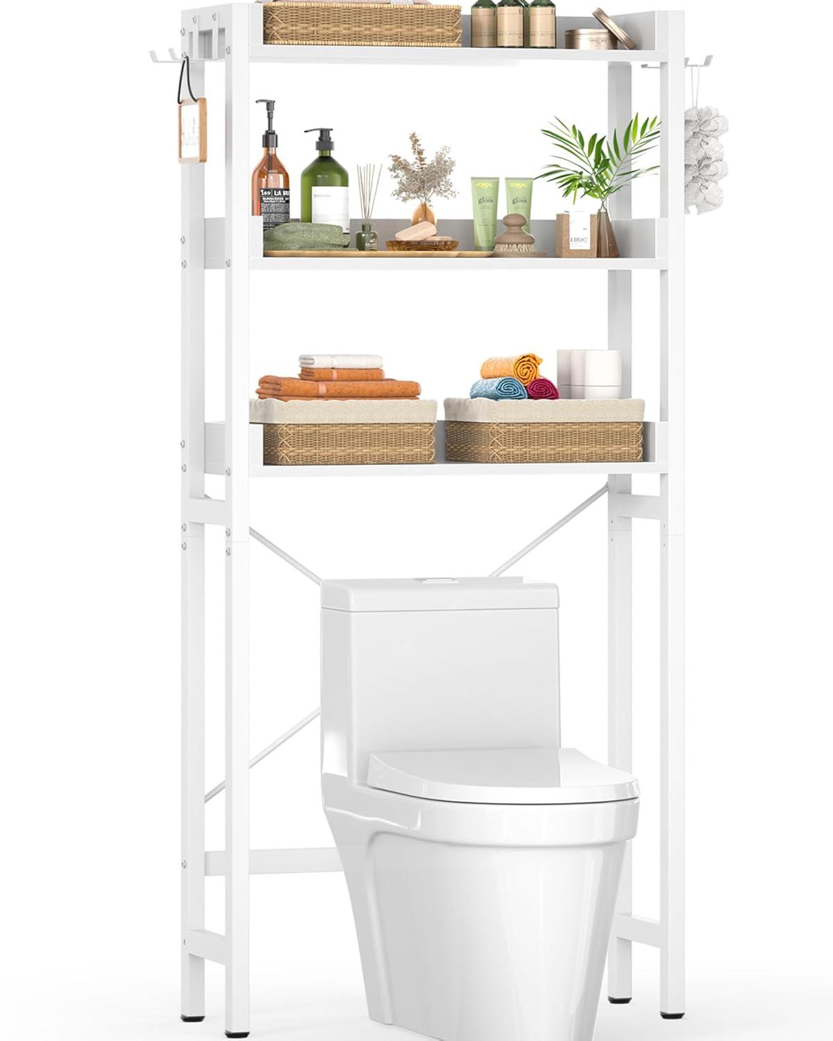 Lorelia Over The Toilet Storage Shelf 3-Tier Bathroom Shelves Over Toilet Shelves White
