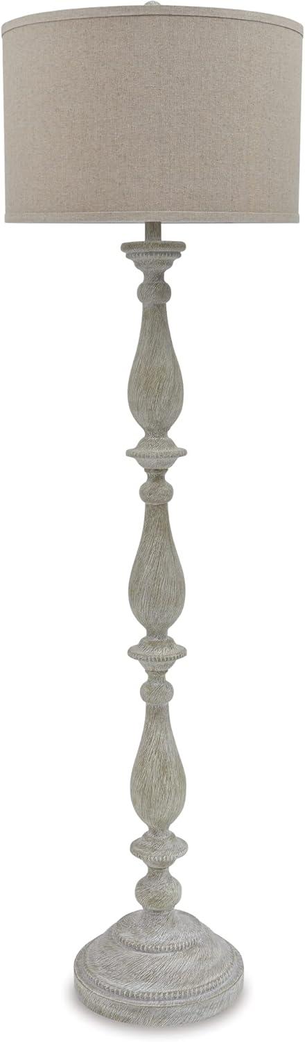 Bernadate Poly Floor Lamp Whitewash - Signature Design by Ashley: Resin Standing Lamp with 3-Way Switch