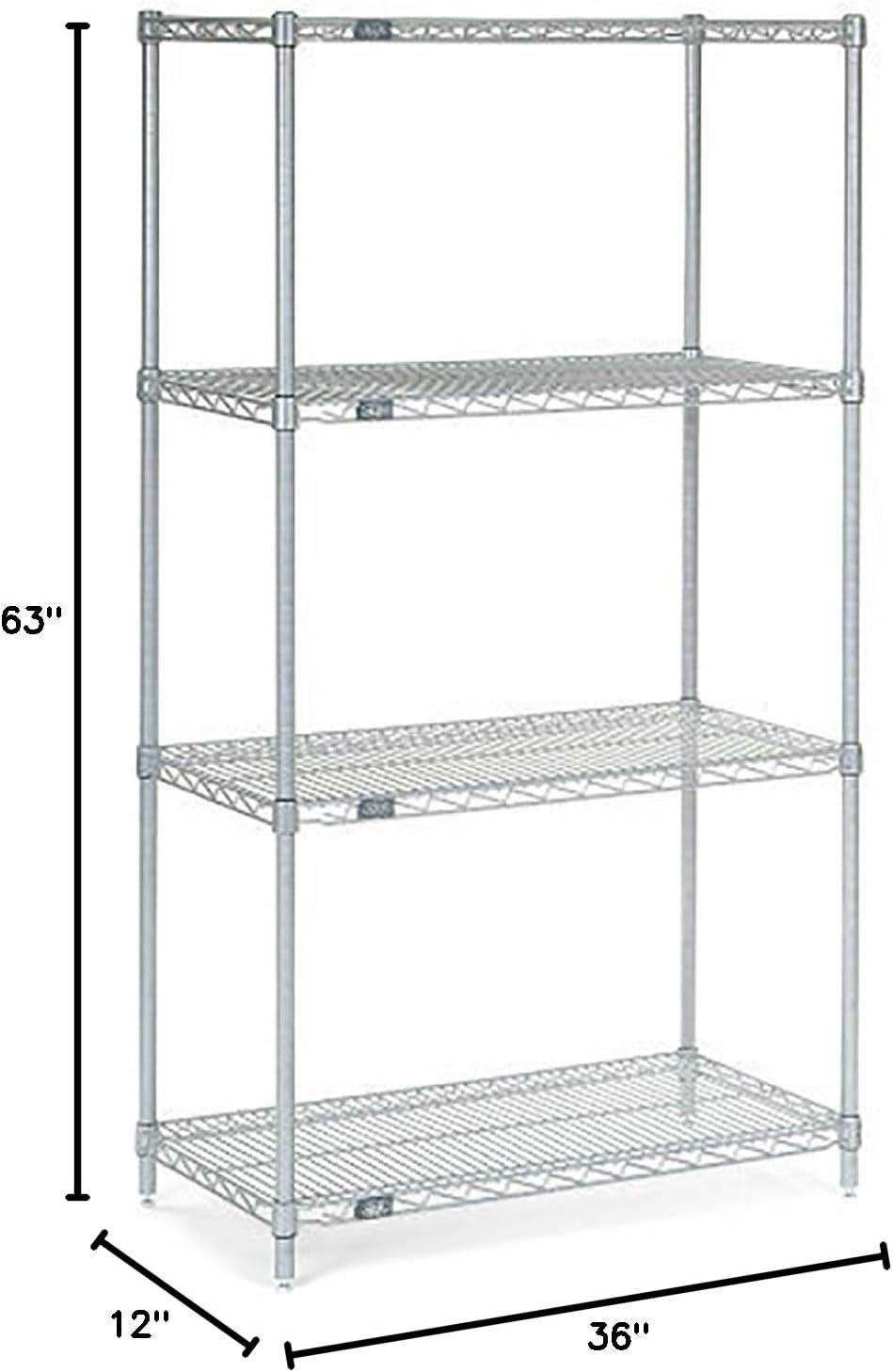 Chrome Adjustable 4-Tier Wire Shelving Unit