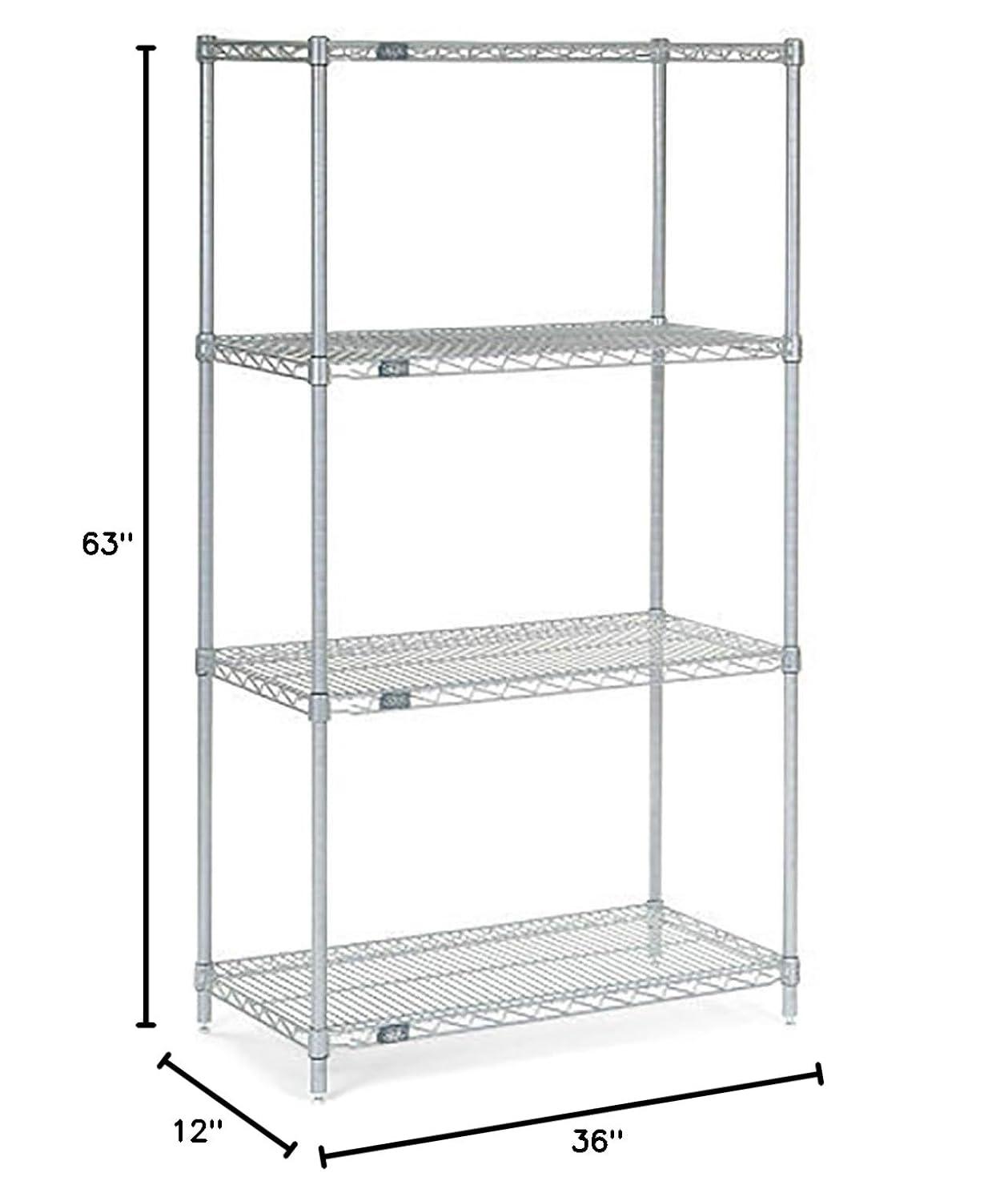 Chrome Adjustable 4-Tier Wire Shelving Unit