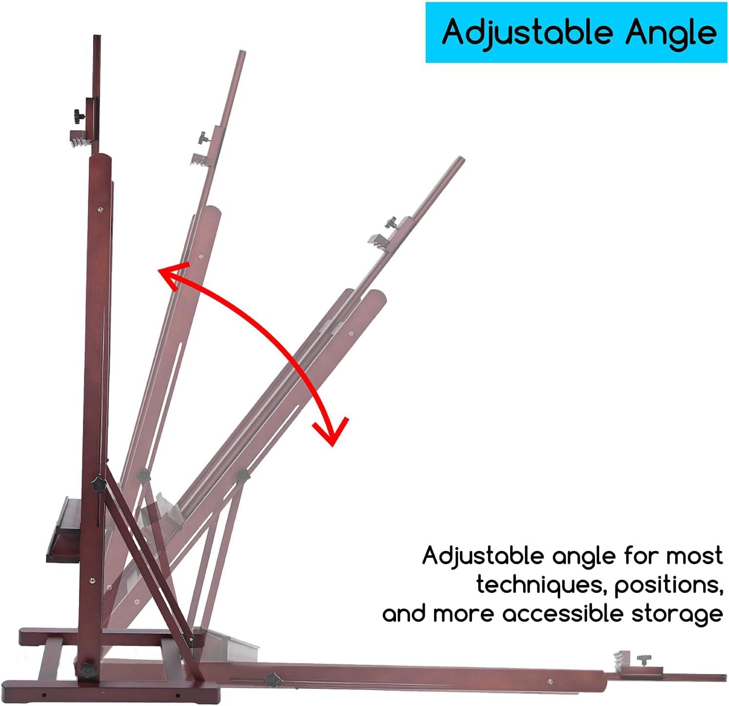MEEDEN Large Painters Easel Adjustable Solid Beech Wood Artist Easel, Studio Easel for Adults with Brush Holder, Holds Canvas up to 48
