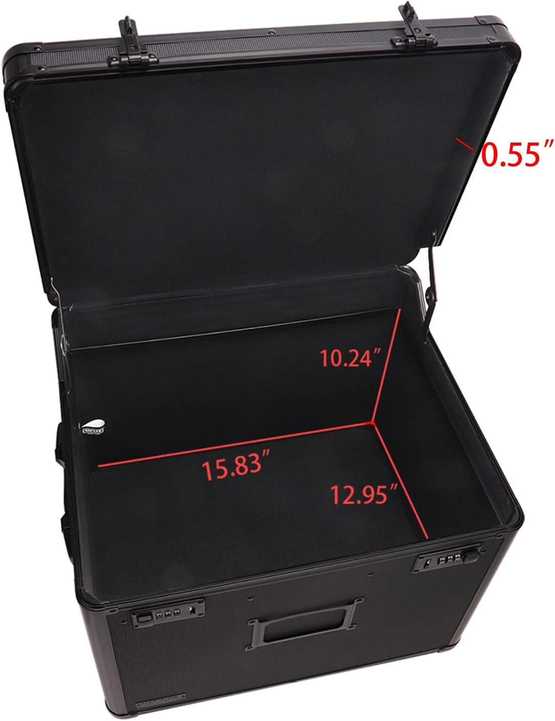 Black Mobile Lockable File Chest with Telescopic Handle