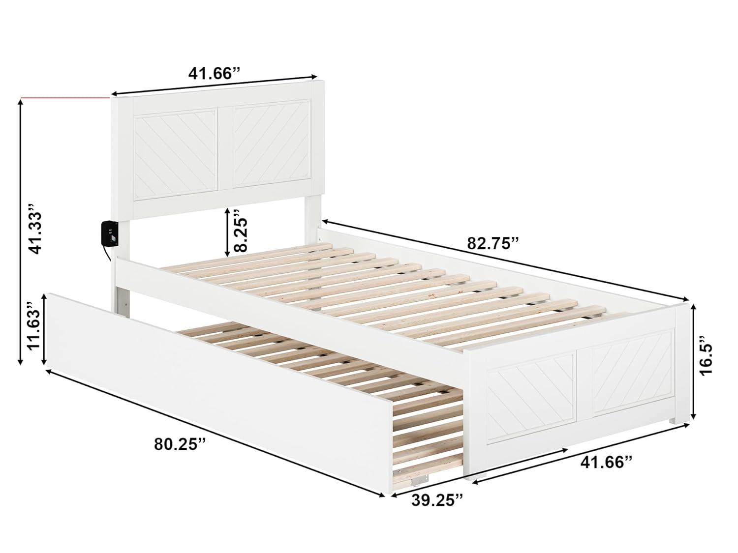 AFI Canyon White Solid Wood Platform Bed with Matching Footboard & Twin XL Trundle, Twin XL