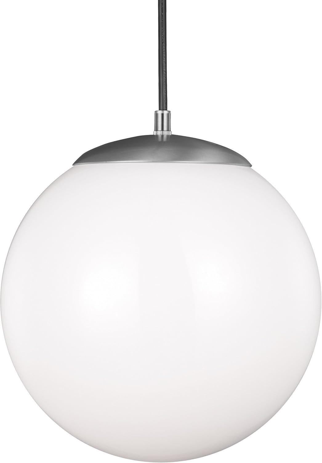 Satin Aluminum 12" Globe Pendant Light with Smooth White Glass Diffuser