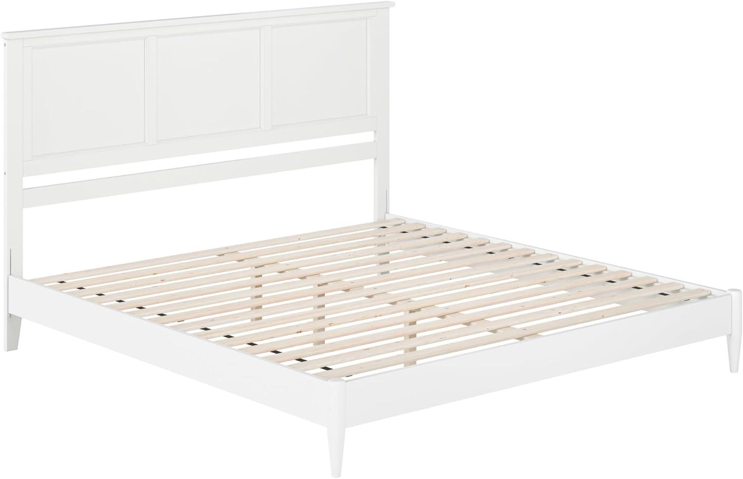 AFI Charlotte King Solid Wood Low Profile Platform Bed, White