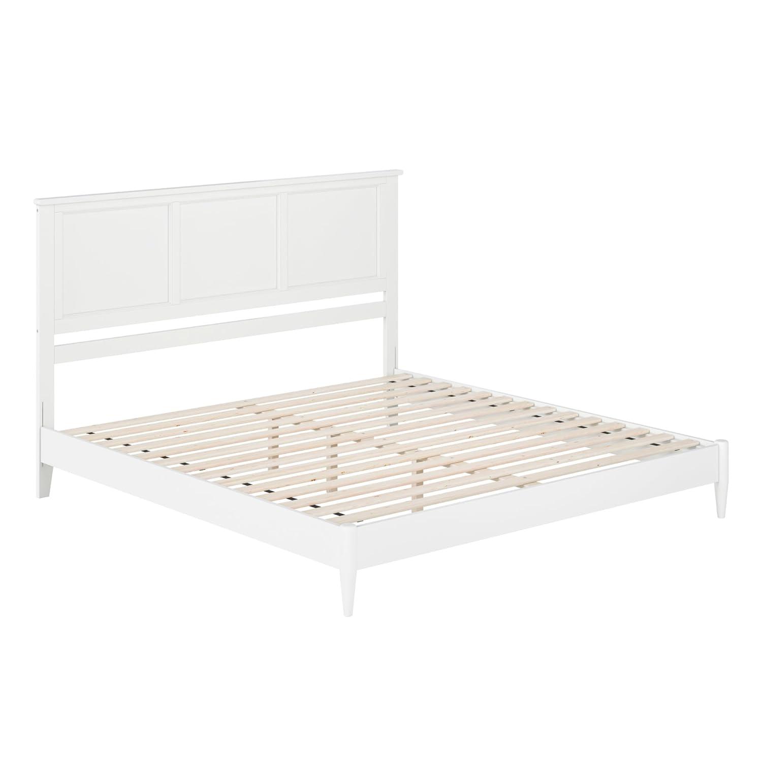 AFI Charlotte King Solid Wood Low Profile Platform Bed, White