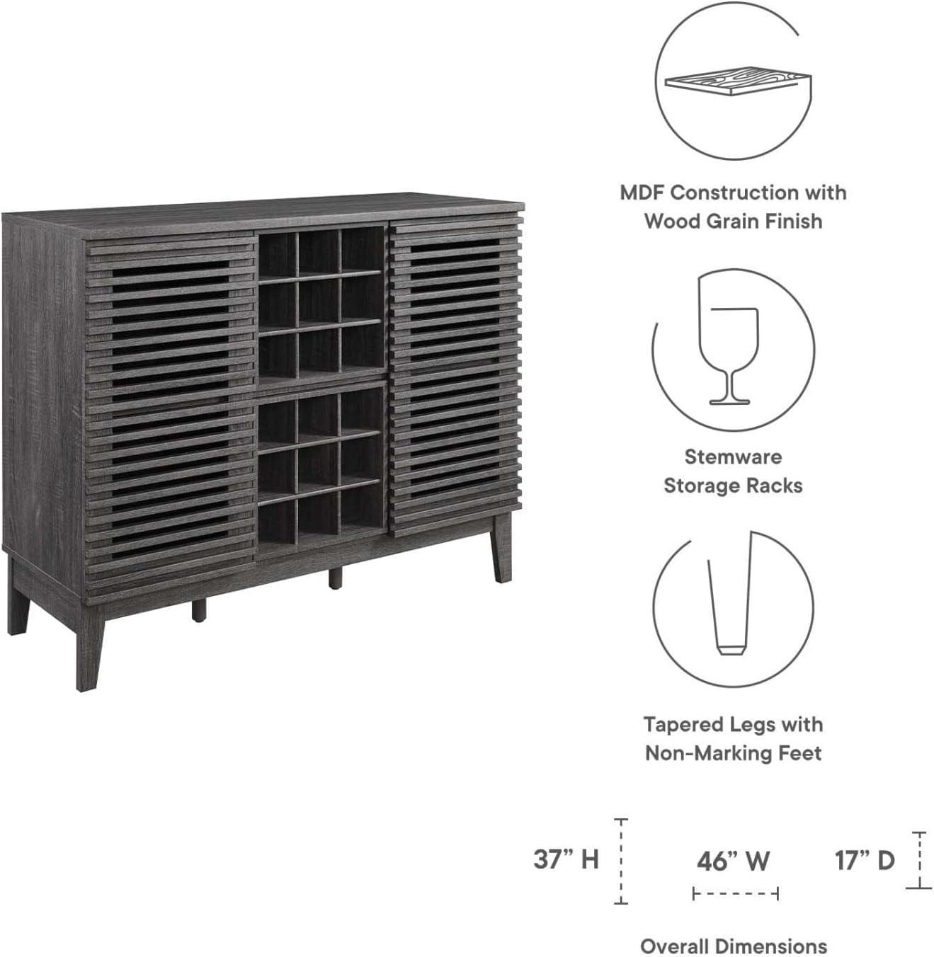 Modway Render Bar Cabinet in Charcoal