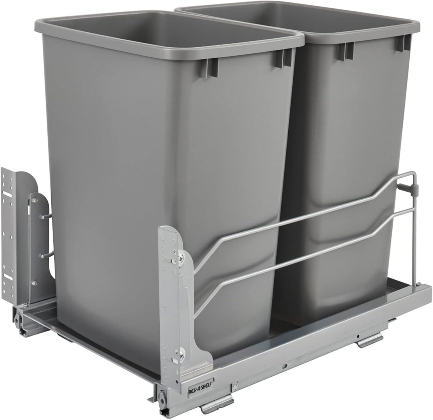 Rev-A-Shelf Double Pull Out Trash Can 35 Qt with Soft-Close