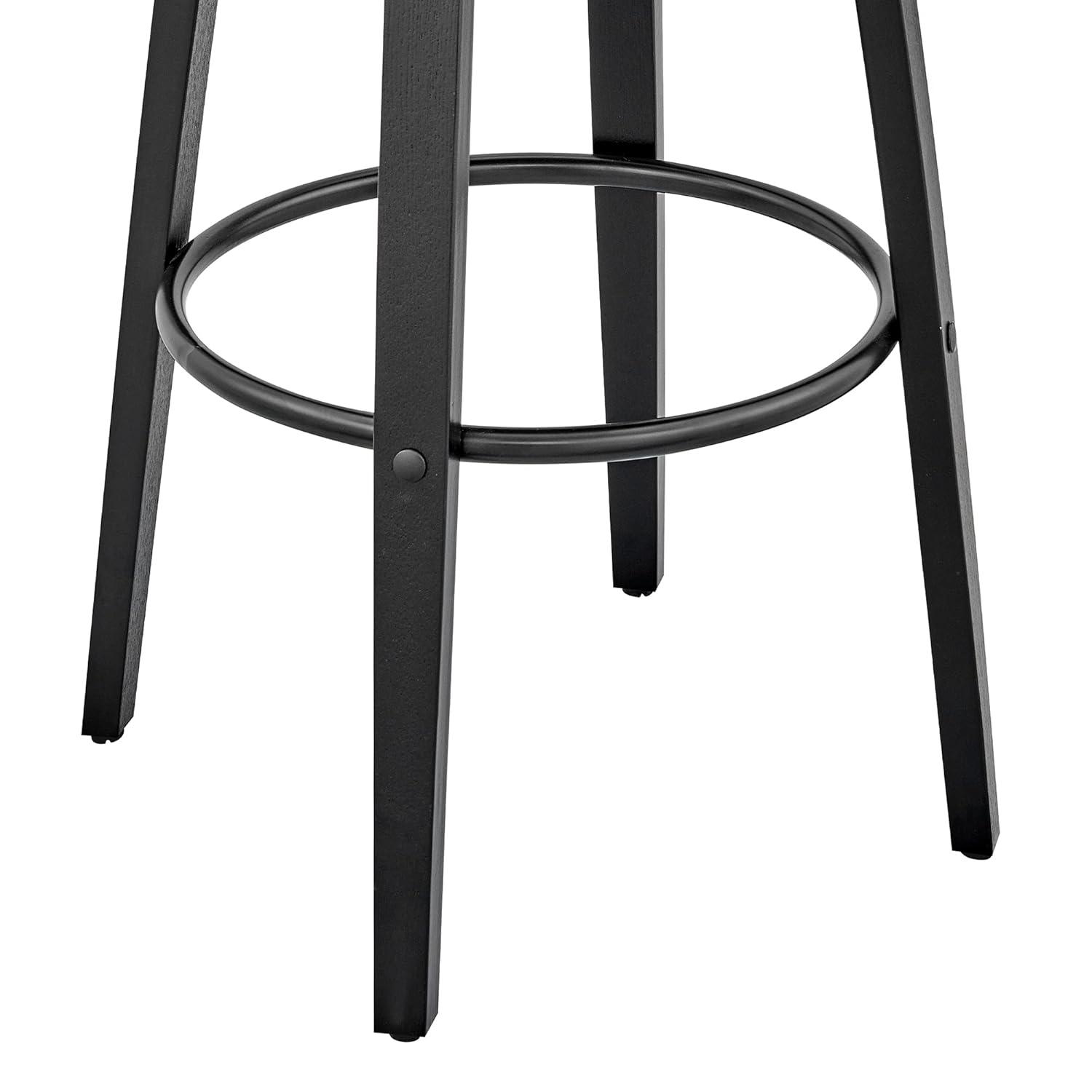 30" Daxton Counter Height Barstool with Gray Faux Leather Seat Black Finish Frame - Armen Living: Swivel, Footrest, Wood Frame
