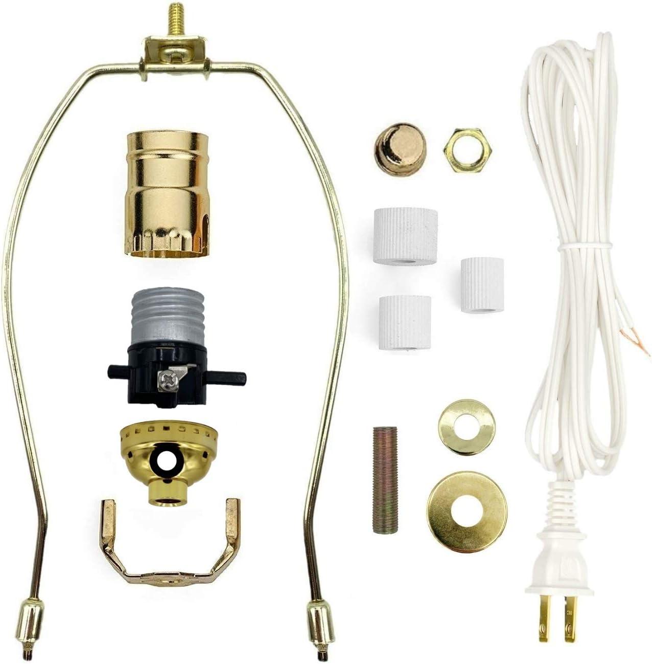 Gold DIY Lamp Kit with Brass Finish and Cord