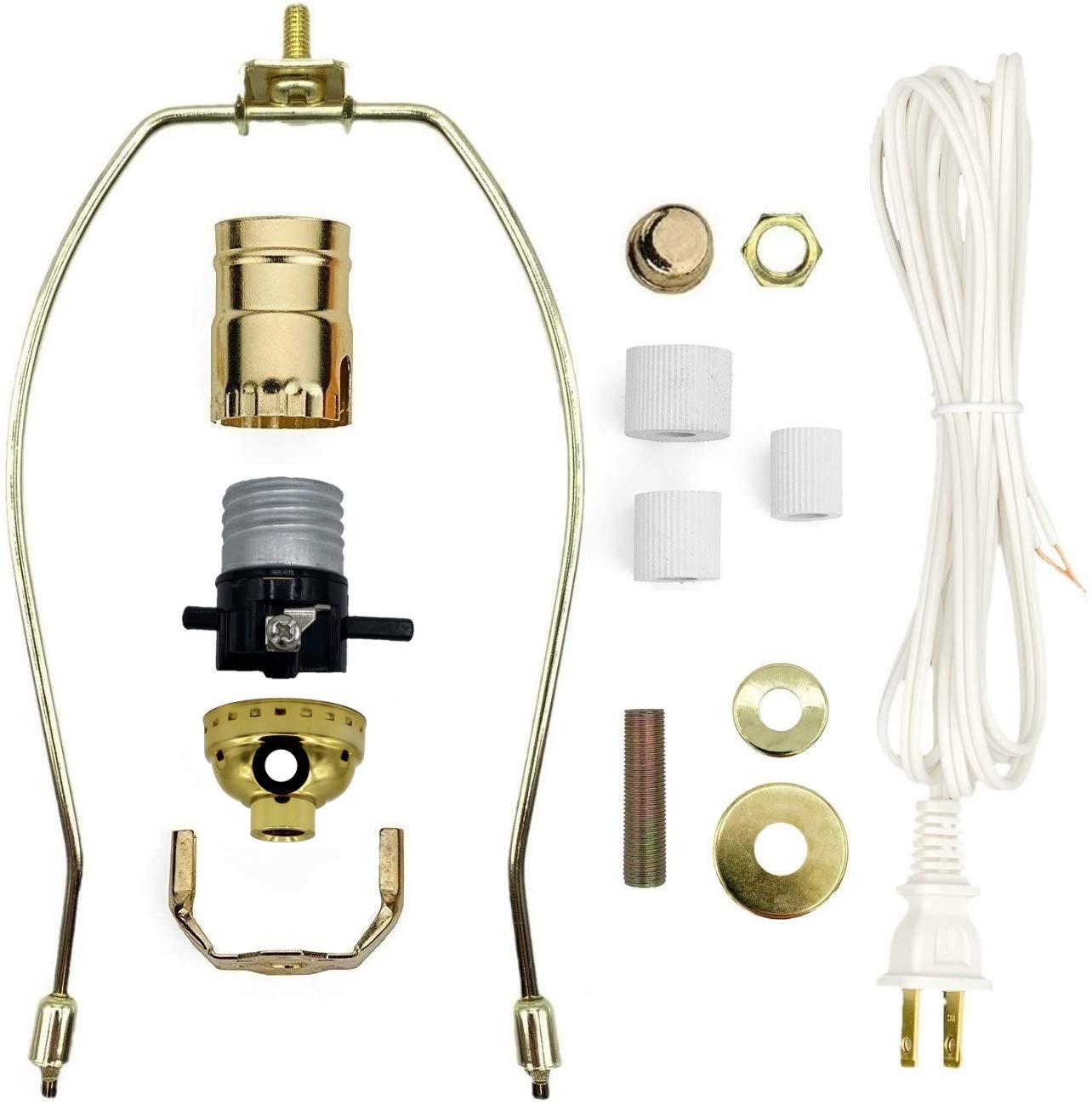 Gold DIY Lamp Kit with Brass Finish and Cord