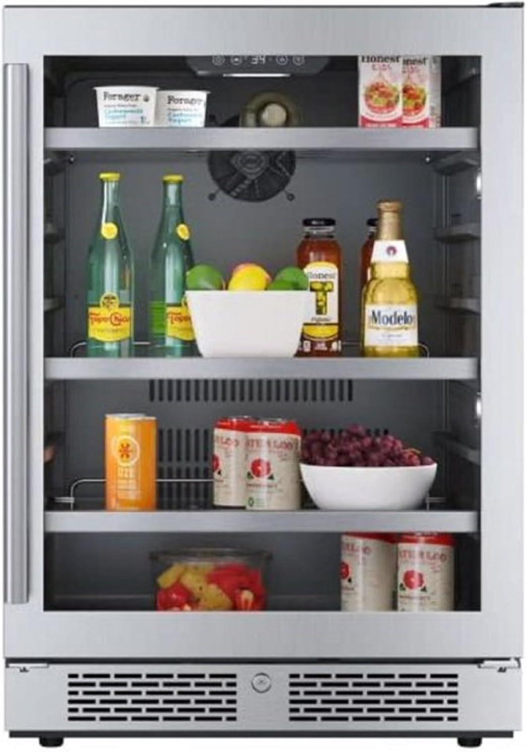 Avallon Avallon 23.8125'' W Convertible 140 Cans (12 oz.) Beverage Cooler with Glass Door