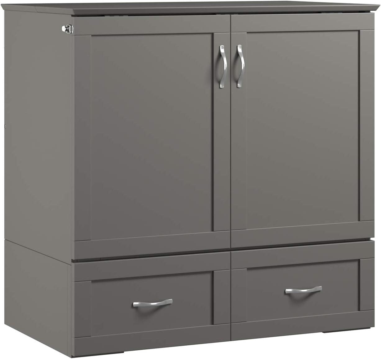 AFI Hamilton Twin XL Solid Wood Murphy Bed Chest with Built-In Charger in Gray