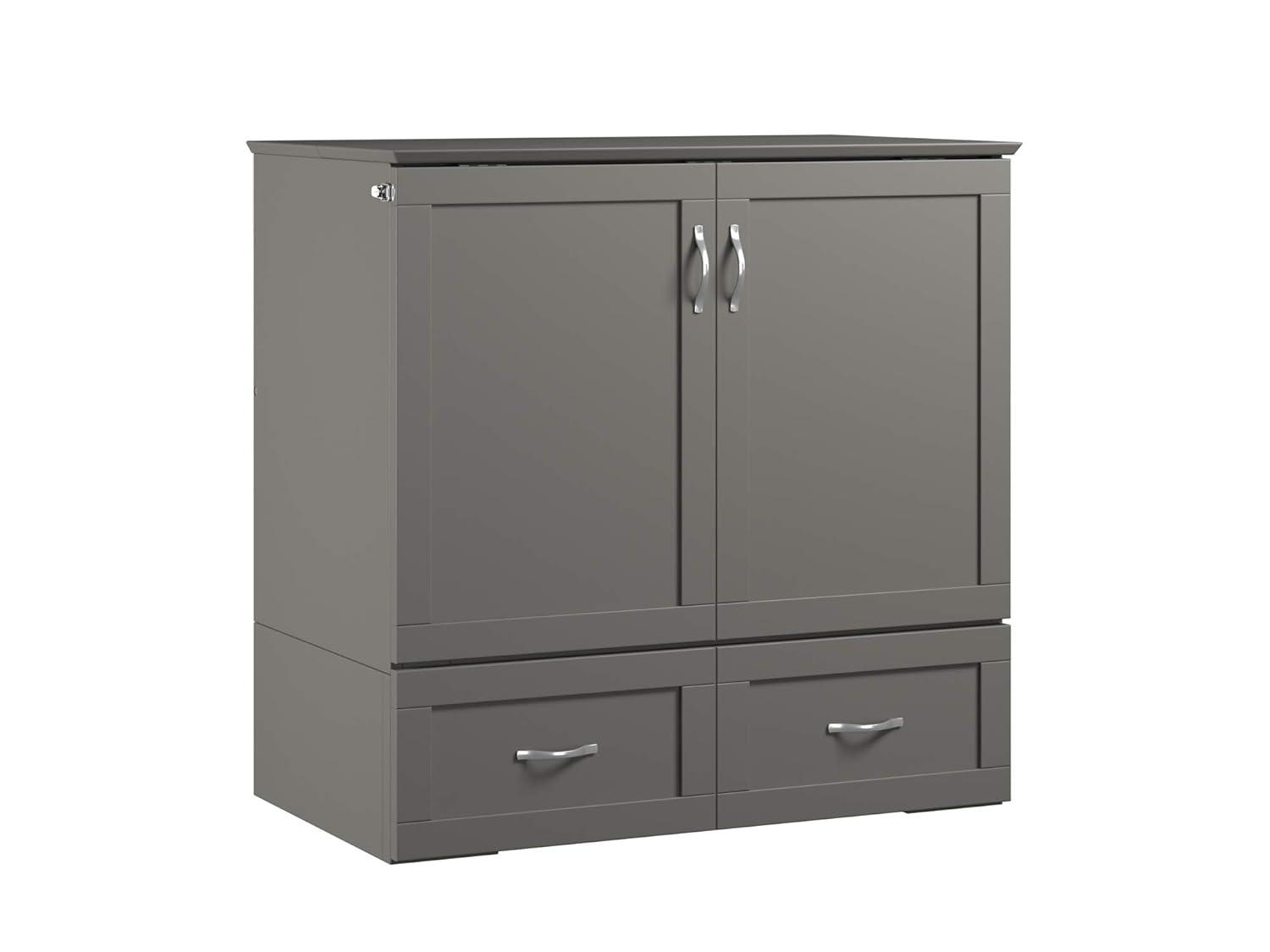 AFI Hamilton Twin XL Solid Wood Murphy Bed Chest with Built-In Charger in Gray