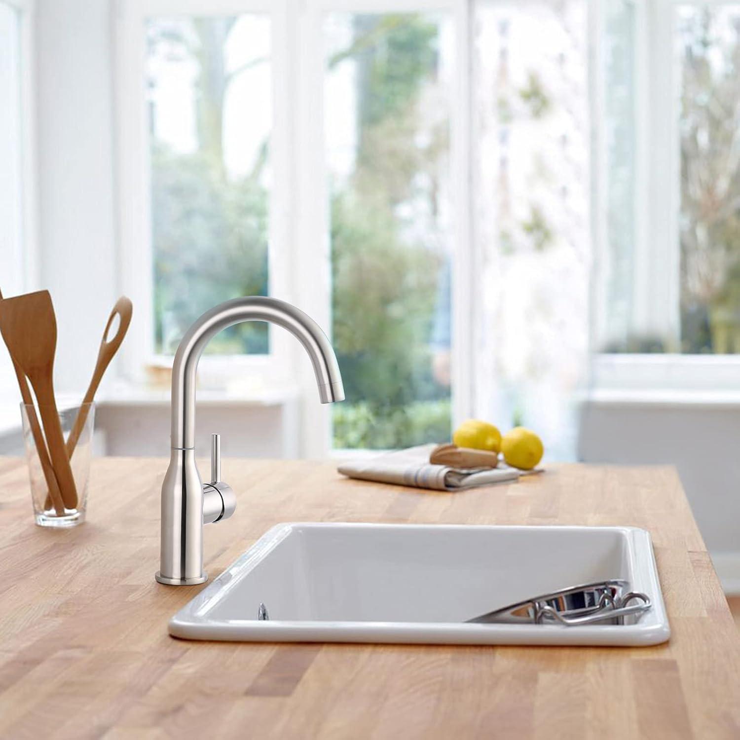 Wowow Kitchen Faucet Stainless Steel Brushed Nickel Bar Faucet Single Handle Kitchen Sink Faucets