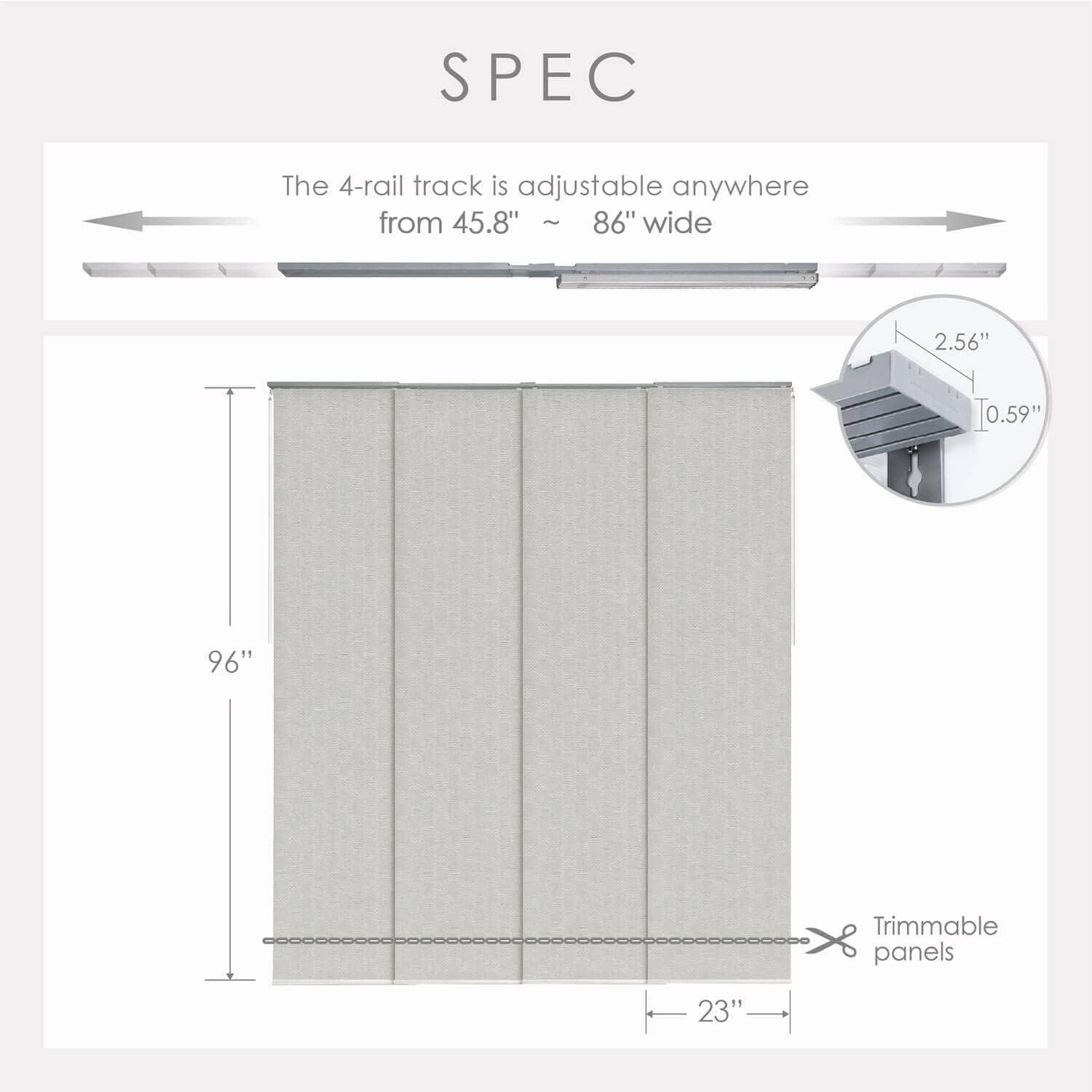 Bishop Sheer Adjustable Sliding Hanging Room Divider with 23 in. Slats Up to 86 in. W x 96 in. L
