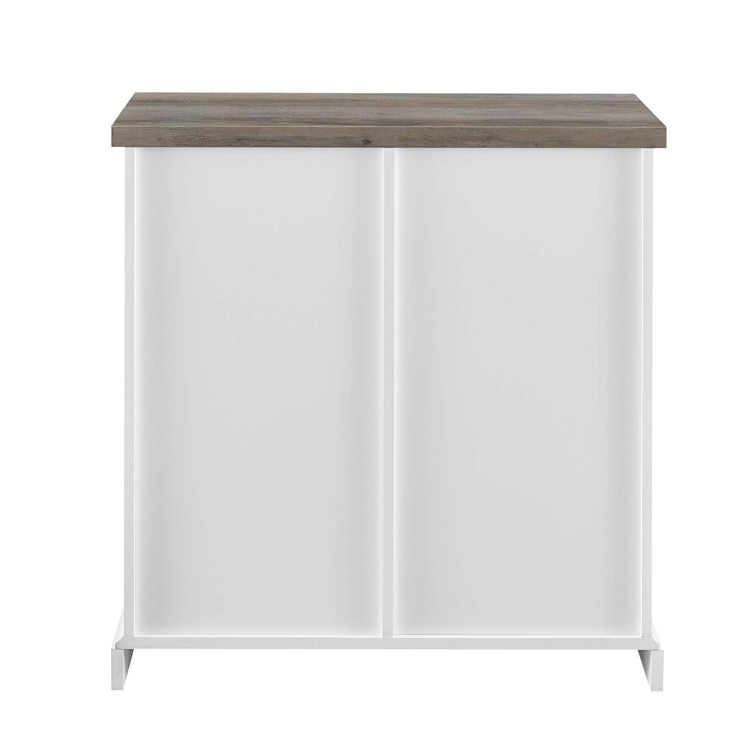 32" Rustic Wood Farmhouse TV Stand - Solid White and Gray Wash
