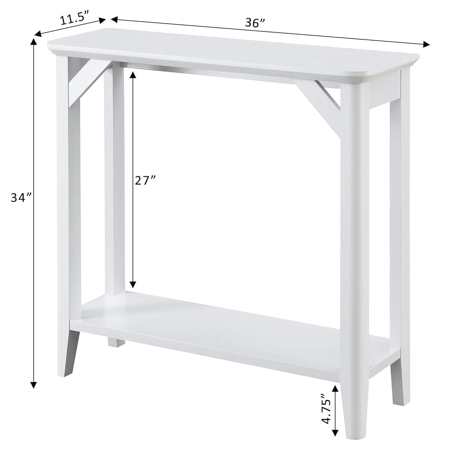 Convenience Concepts Winston Hall Table with Shelf in White Wood Finish