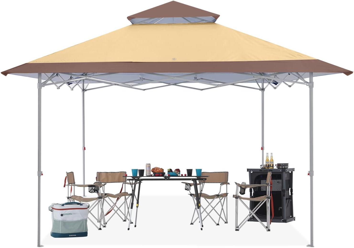 Khaki 13x13 Pop-Up Canopy Tent with Extra Shade