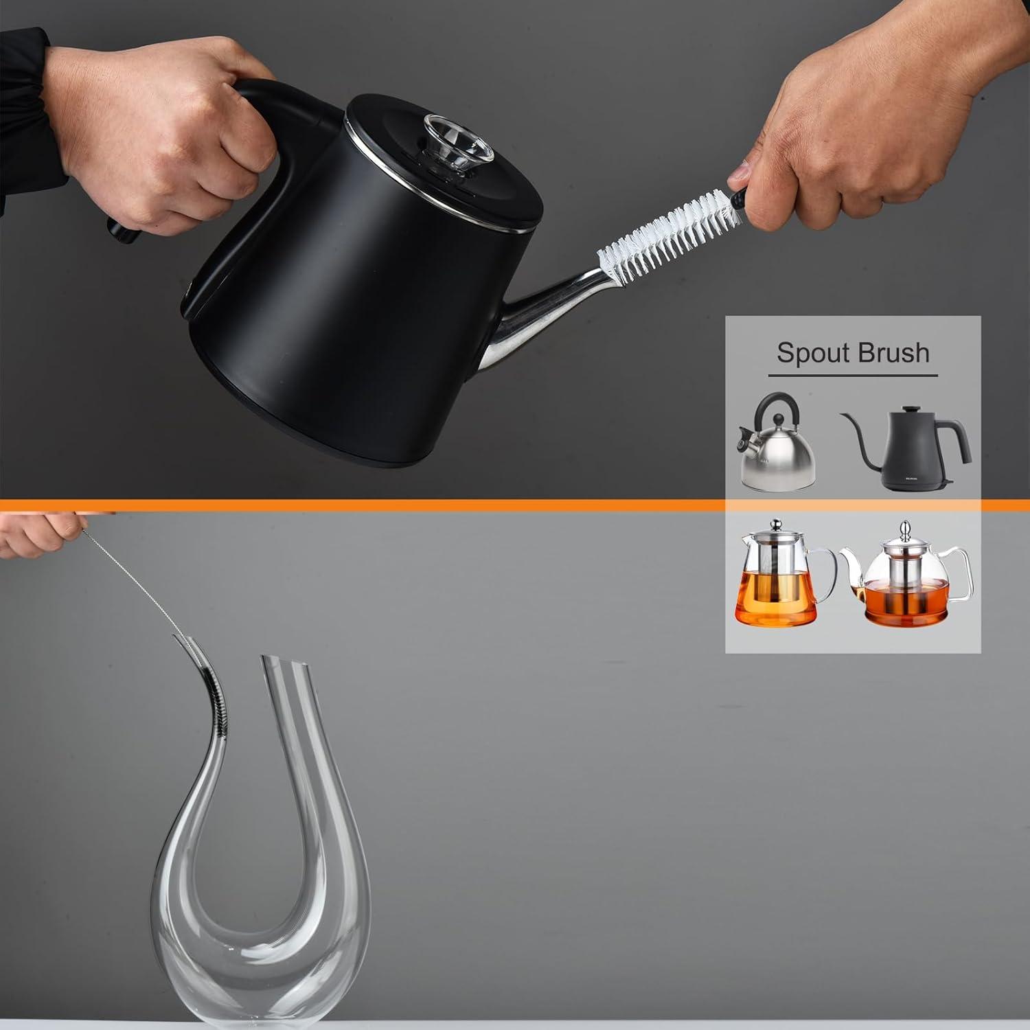 ZOUYUE 8 Pcs Bottle Cleaning Brush Set Long Handle Black Bottle Cleaner Sturdy Food Grade for Cleaning Baby Bottles Sports Water Bottles Flask