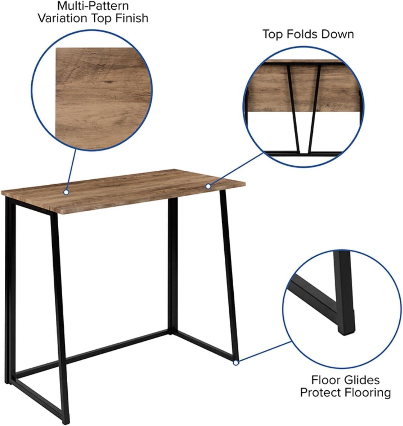 Flash Furniture Small Rustic Natural Home Office Folding Computer Desk - 36"