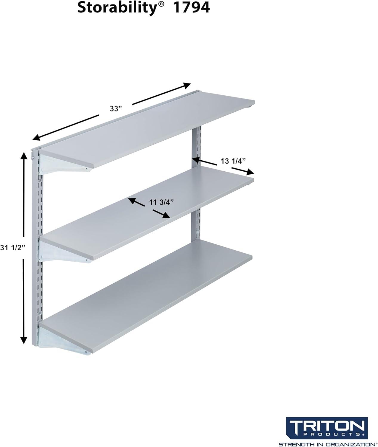 Storability 33'' Silver Epoxy Heavy-Duty Modular Wall Shelf