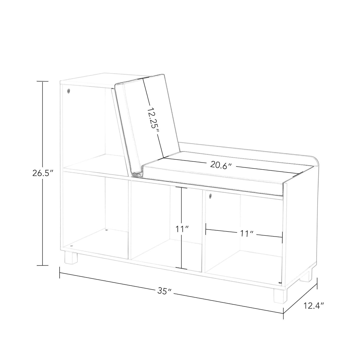 RiverRidge Home RiverRidge Kids Reading Book Nook Cushioned Toy Storage Bench with Cubby Organizers