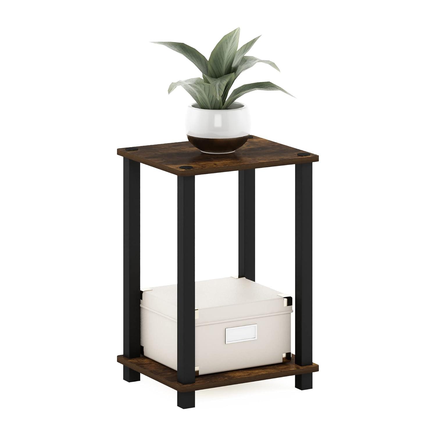 Furinno Simplistic End Table, Small, Amber Pine/Black