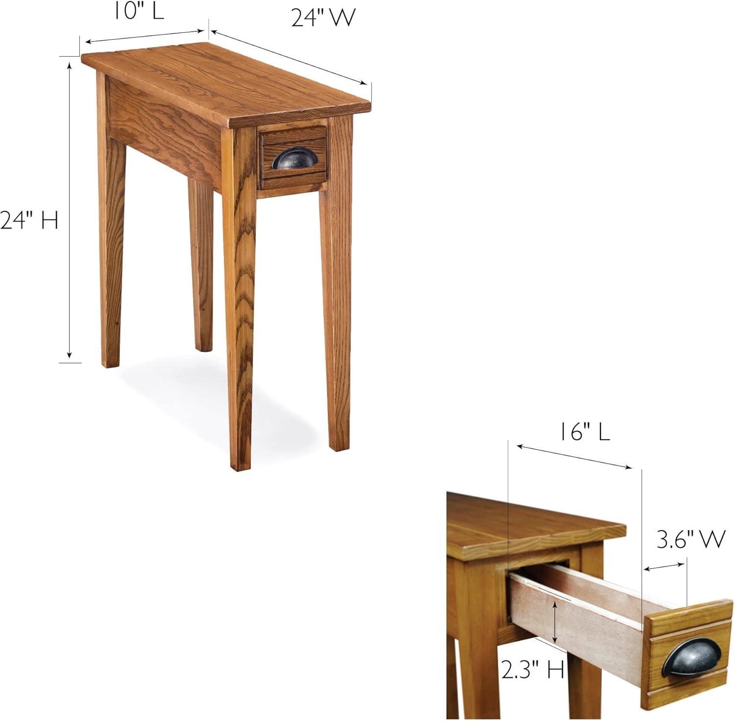 Leick Furniture Bin Pull Narrow Wood End Table in Candleglow Brown Finish