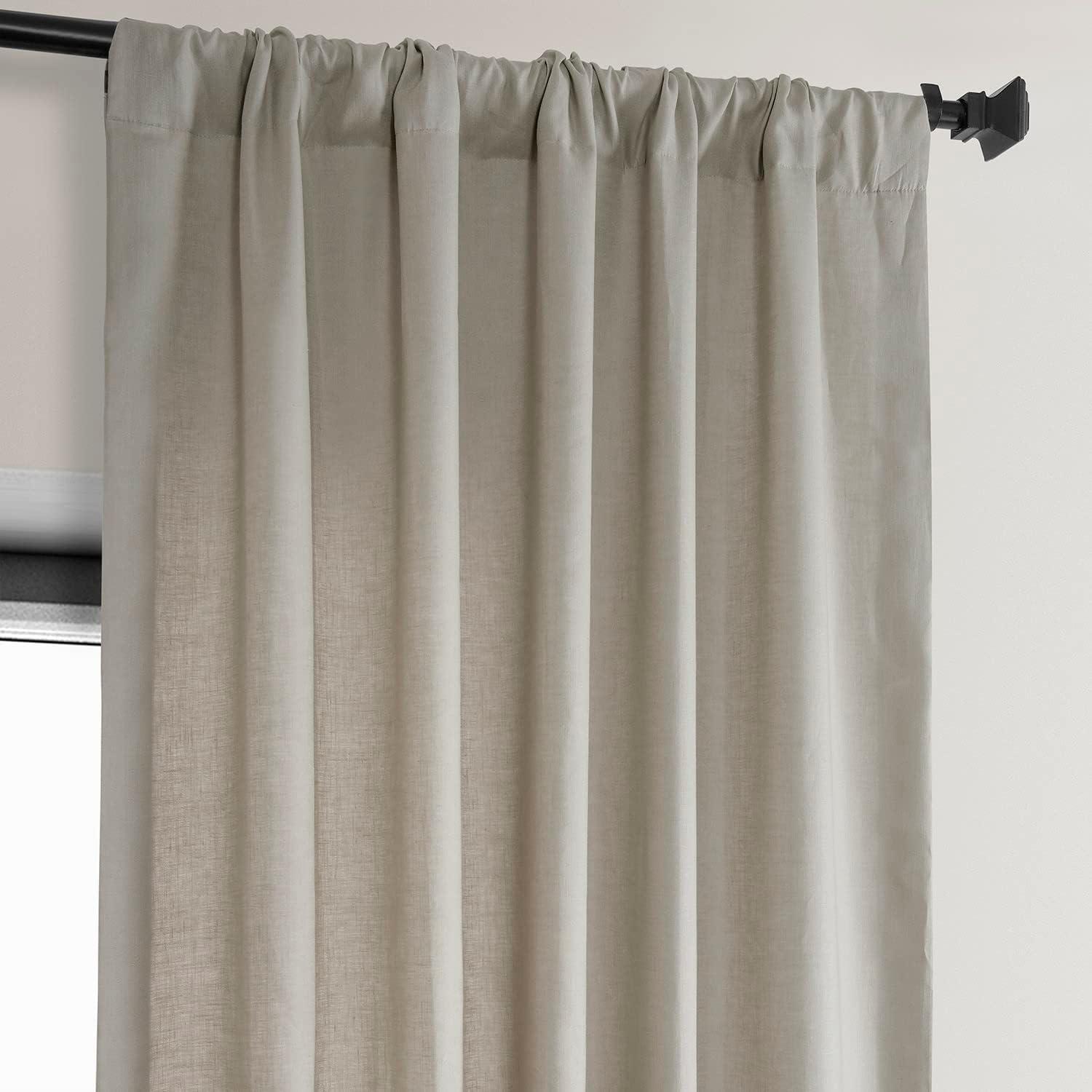 Light Birch 108" Cotton Linen Room-Darkening Curtain Panel