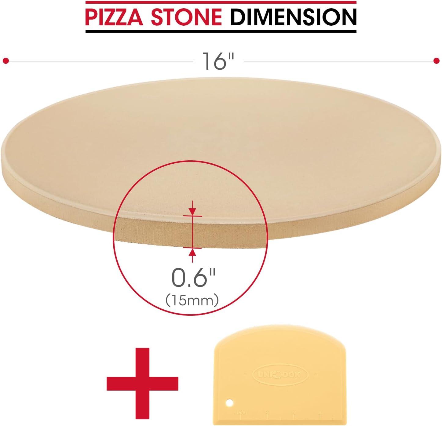 LIFETIME FLOORING LLC Pizza Stone Round 16 Inch For Grill And Oven, Large Cordierite Baking Stone For Bread, Safe Circular Cooking Stone For Grill 16", Easy To Clean