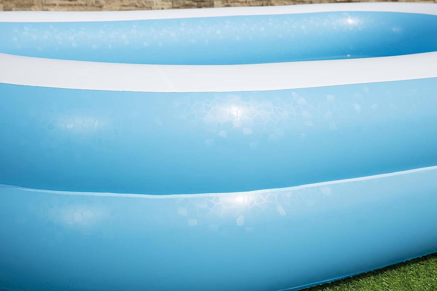 Blue and White Vinyl Rectangular Inflatable Pool