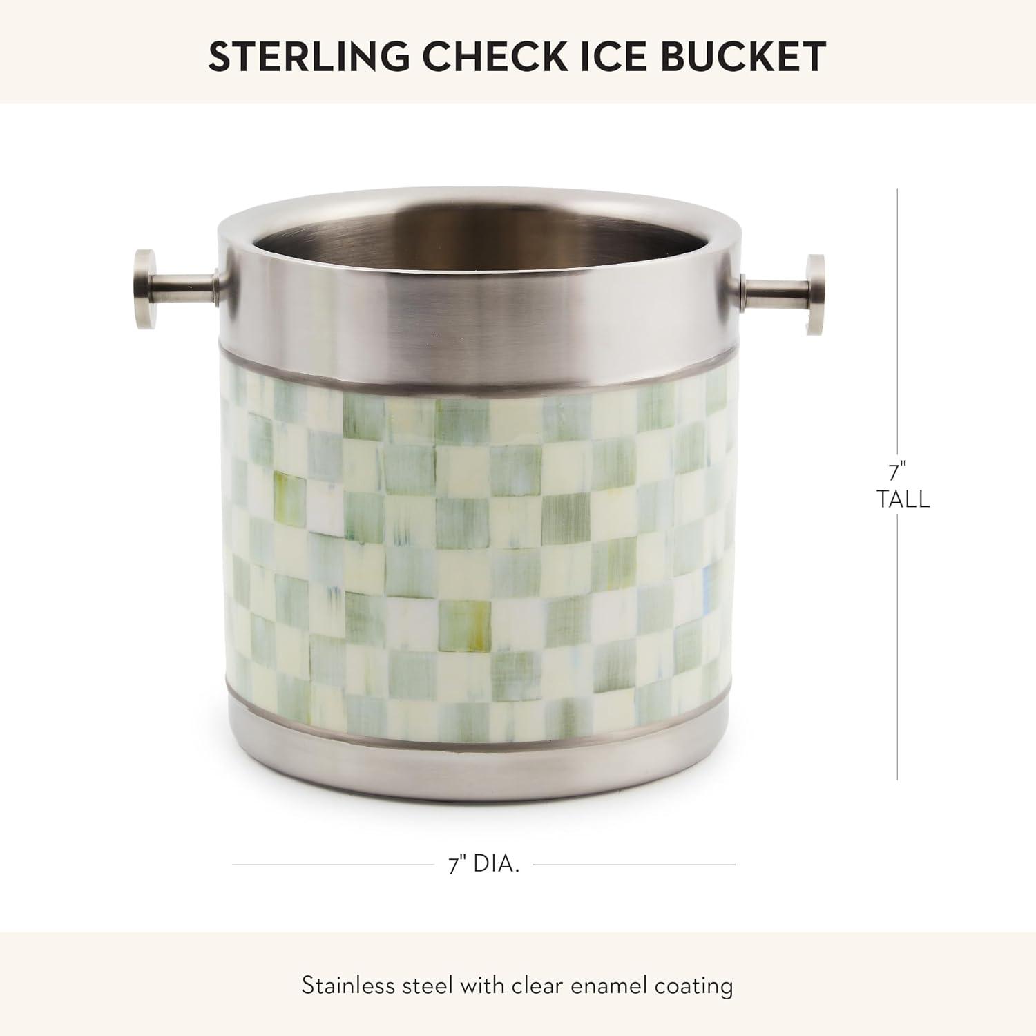 Sterling Check Gray and White Stainless Steel Ice Bucket