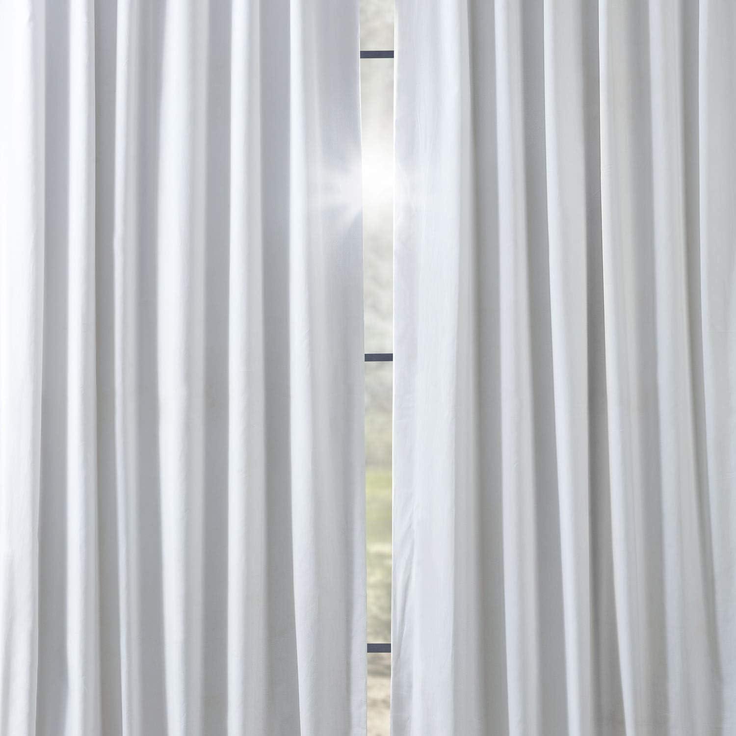 Whisper White Cotton Blackout Curtains 108" Long