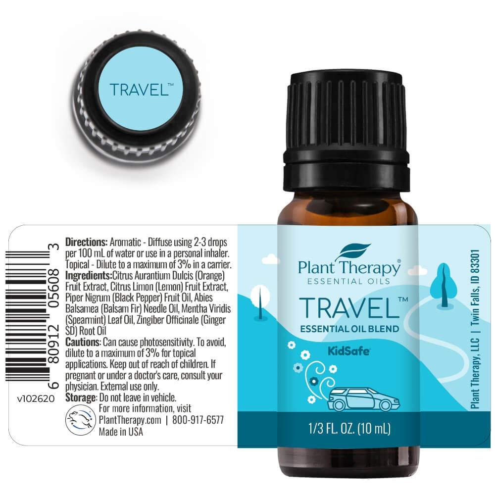 Plant Therapy Wood Grain Portable Diffuser Travel Pack, includes the Travel Essential Oil Blend 10 mL (1/3 oz) 100% Pure, Undiluted, Natural Aromatherapy, Therapeutic Grade