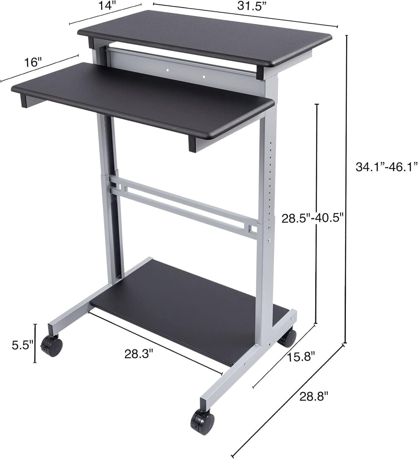 ErgoFlex Black and Silver Adjustable Two-Tier Standing Desk