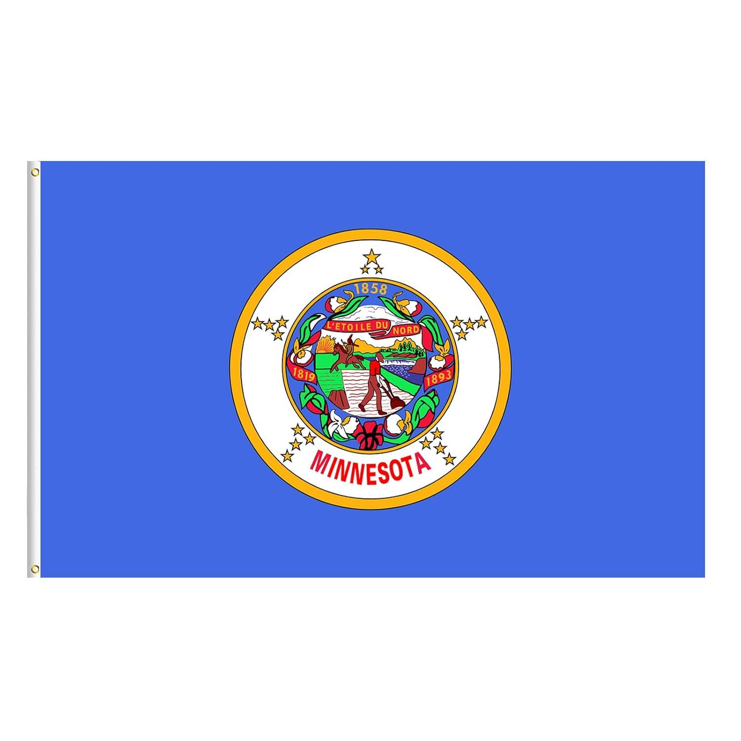 New Minnesota State Flag 3x5 Outdoor MN Flag 2 Rows Stitched Edge Canvas Header with 2 Brass Grommets