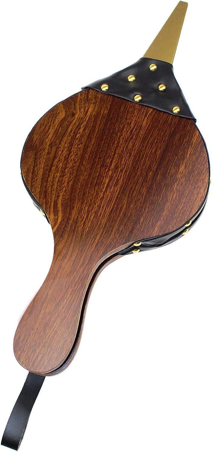 DYWISHKEY Wood Bellows, Fireplace Bellows 15.5 Inch x 7 Inch, Air Bellow Fireplace Blower Leather Bellows Fire Bellows for Fireplaces, BBQ and Camping, Bellow with Hanging Leather Strap (Brown)